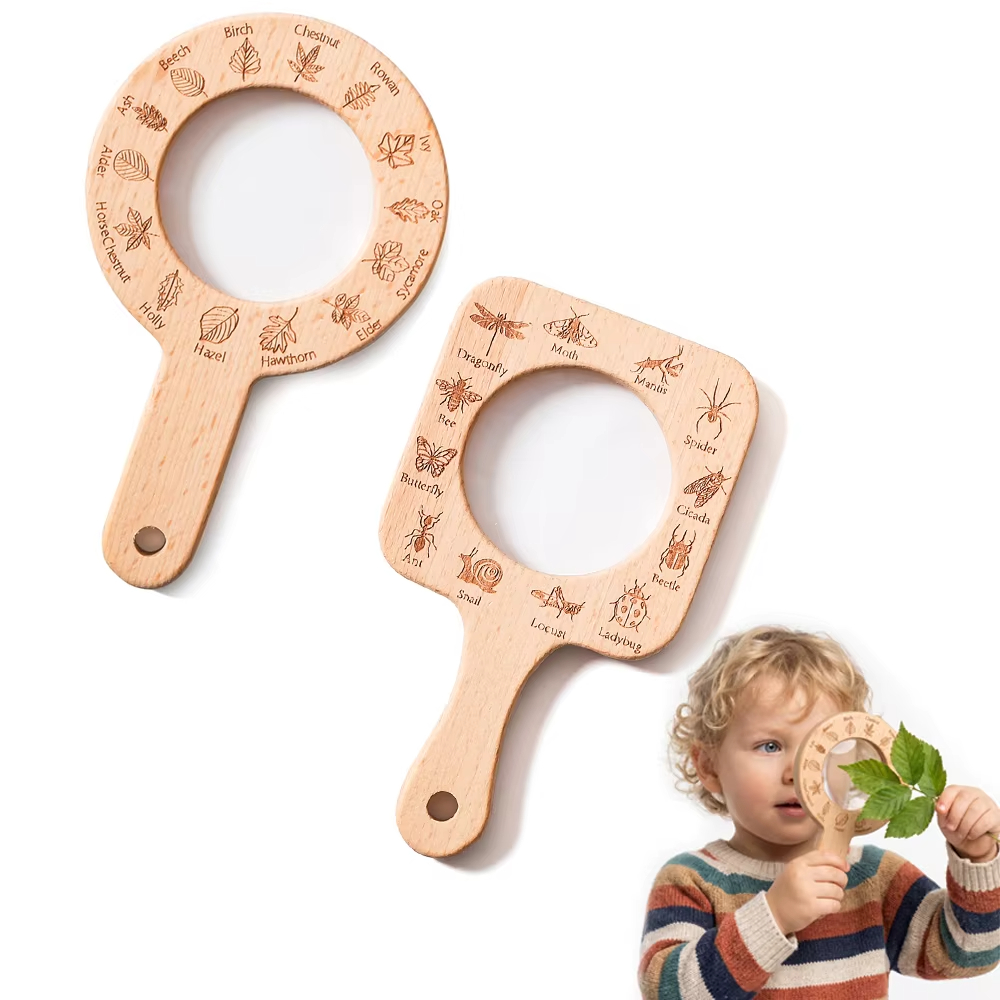 Kids Outdoor Nature Toys - Loupe en bois pour enfants, observation