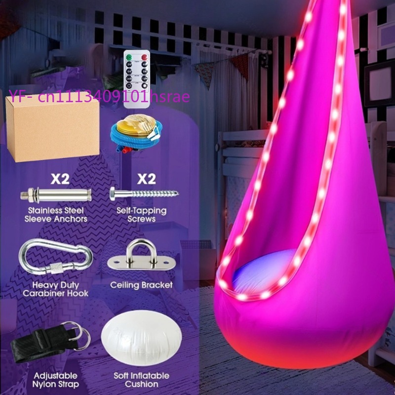 Kids Outdoor Swing Chair - Hamac gonflable lumineux à LED, chaise