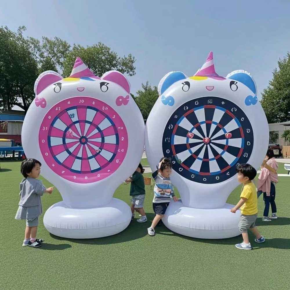 Kids Outdoor Garden Toys - Jeu de lancer licorne gonflable, fléchettes