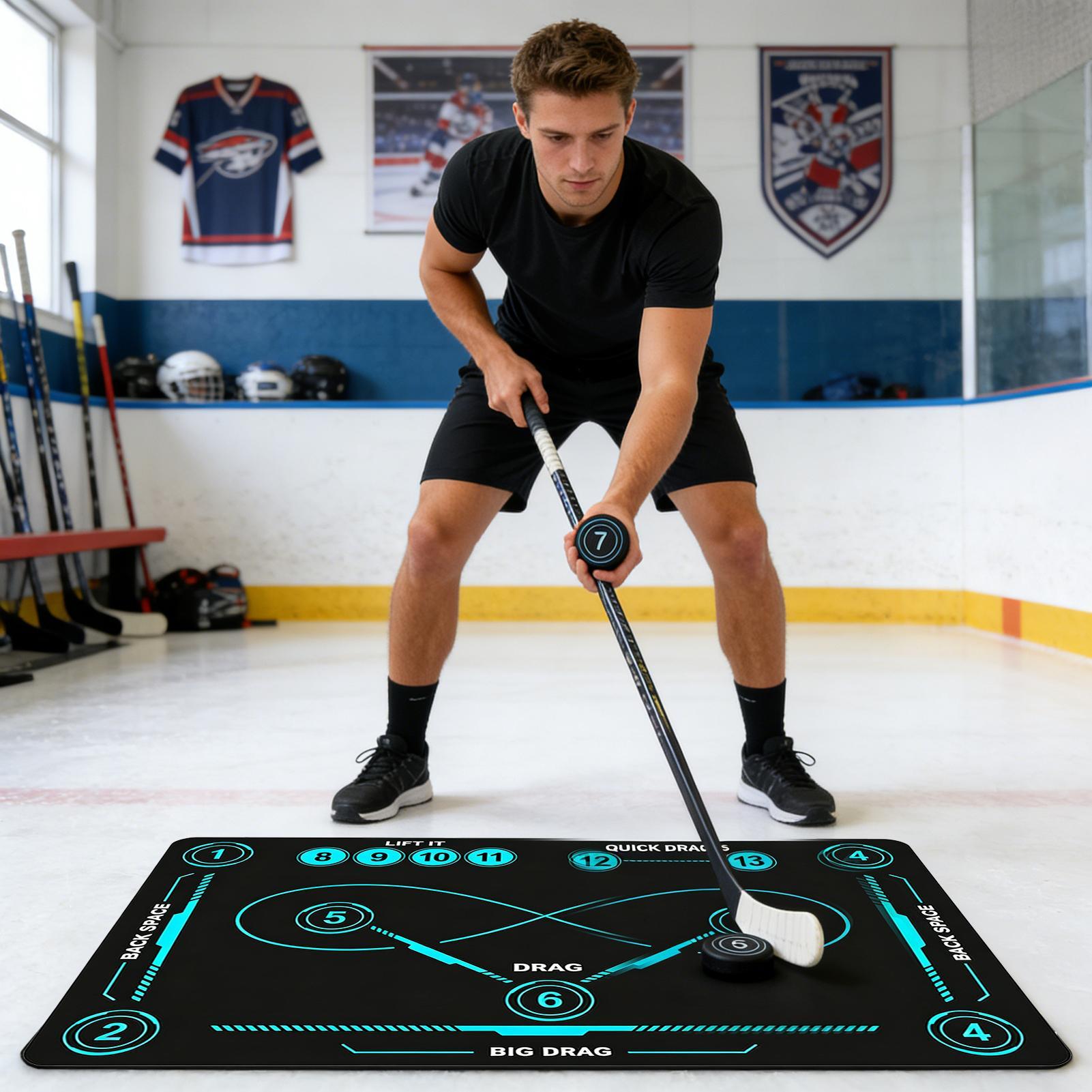 Kids Outdoor Equipment - Tapis d'entraînement de hockey, intérieur/extérieur, silencieux,