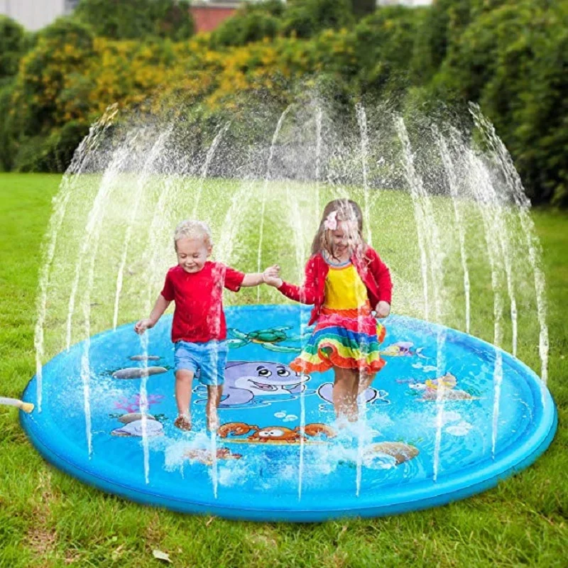 Kids Outdoor Water Sprinkler - Tapis d'arrosage rond gonflable pour enfants,
