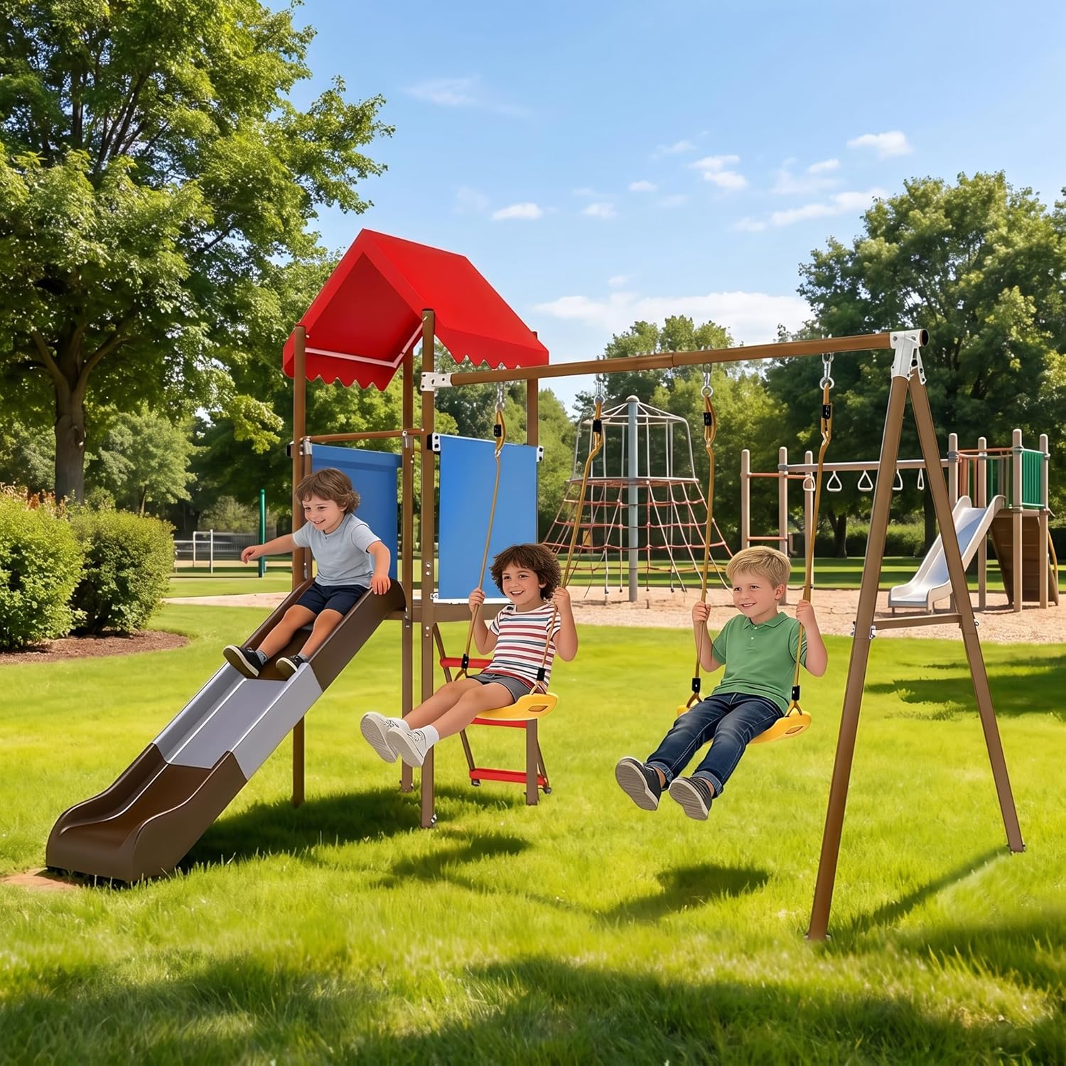 Ensemble de balançoires en mét - Kids Outdoor Swing And Slide avis et prix