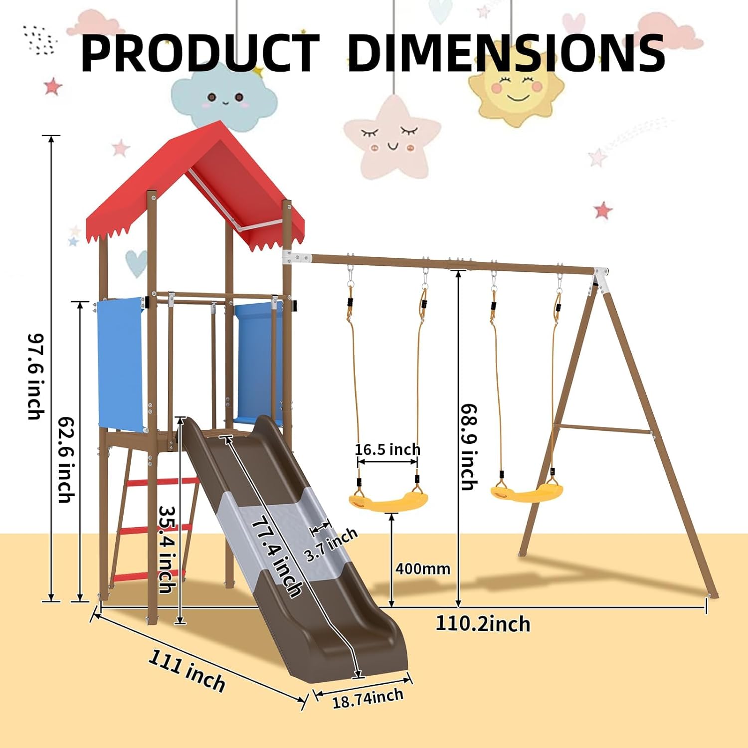 Ensemble de balançoires en mét - Kids Outdoor Swing And Slide avis et prix